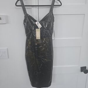 Lipsy Black and Gold Bodycon Cocktail Dress